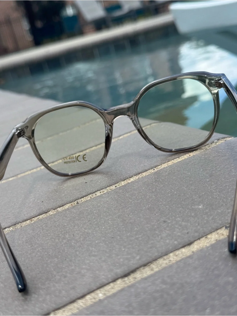 Transparent Grey Round Sunglasses
